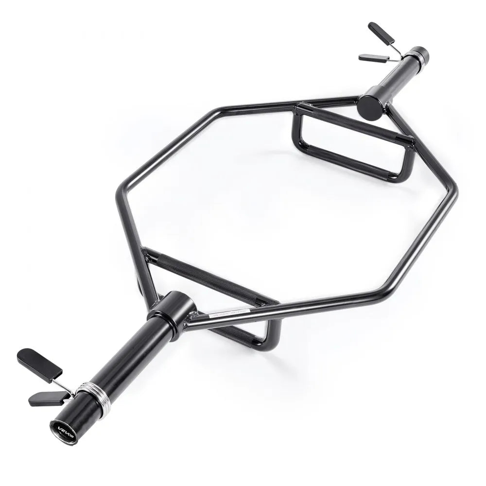 VEVOR Trap Bar Hex Bar, 2-Inch Hex Barbell, 800 LBS Capacity Shrug Bars with Knurled Grips, Weightlifting and Strength Training Equipment, Home Gym for Squats, Deadlifts, Shoulder Presses, Black