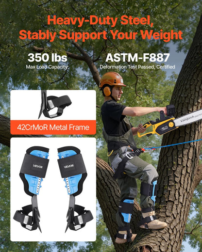 VEVOR Tree Climbing Spikes, Height-Adjustable Tree Climbing Gear with Straps & Padding Cushion, 350 lbs Load Capacity, Heavy Duty Steel Climb Spurs Arborist Equipment for Fruit Picking Hunting - View 2