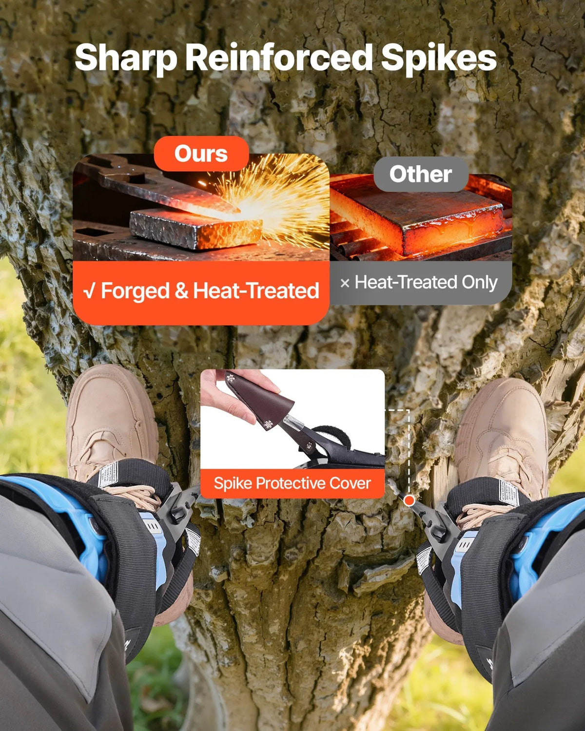 VEVOR Tree Climbing Spikes, Height-Adjustable Tree Climbing Gear with Straps & Padding Cushion, 350 lbs Load Capacity, Heavy Duty Steel Climb Spurs Arborist Equipment for Fruit Picking Hunting - View 5