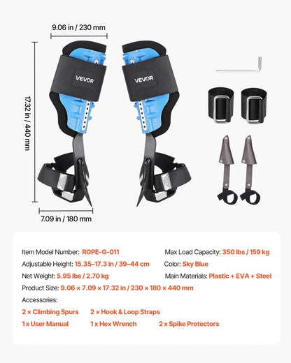 VEVOR Tree Climbing Spikes, Height-Adjustable Tree Climbing Gear with Straps & Padding Cushion, 350 lbs Load Capacity, Heavy Duty Steel Climb Spurs Arborist Equipment for Fruit Picking Hunting - View 7