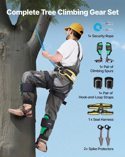 VEVOR Tree Climbing Spikes Set, Height-Adjustable Tree Climbing Gear with Straps & Spike Protectors, 350 lbs Load Capacity, Heavy Duty Steel Climb Spurs Arborist Equipment for Fruit Picking Hunting - View 3