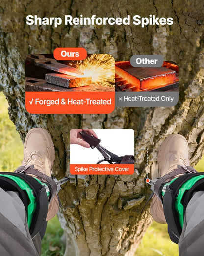 VEVOR Tree Climbing Spikes Set, Height-Adjustable Tree Climbing Gear with Straps & Spike Protectors, 350 lbs Load Capacity, Heavy Duty Steel Climb Spurs Arborist Equipment for Fruit Picking Hunting - View 5