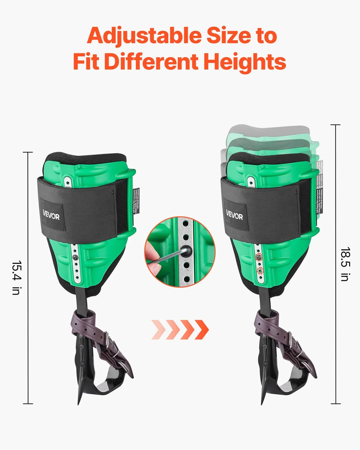 VEVOR Tree Climbing Spikes Set, Height-Adjustable Tree Climbing Gear with Straps & Spike Protectors, 350 lbs Load Capacity, Heavy Duty Steel Climb Spurs Arborist Equipment for Fruit Picking Hunting - View 6