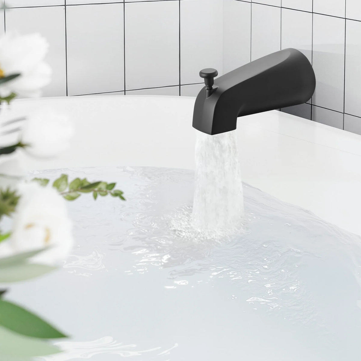 VEVOR Tub and Shower Faucet Set, Complete with 4.7-Inch Rainfall Shower Head and Bathtub Spout, 9-Setting Adjustable Spray, Single-Handle Tub Trim Kit with Brass Pressure Balancing Valve, Matte Black - View 8