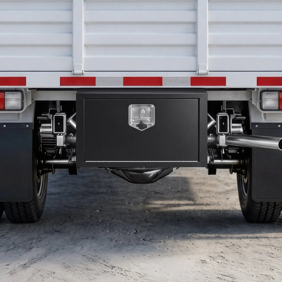 VEVOR Underbody Truck Tool Box, 24 x 12 x 14 Inch Heavy Duty Steel Trailer Storage Box with Lock & Keys, Waterproof Trailer Storage Organizer Under Body Chest with T-Handle for Truck, Van, SUV, Black - View 7