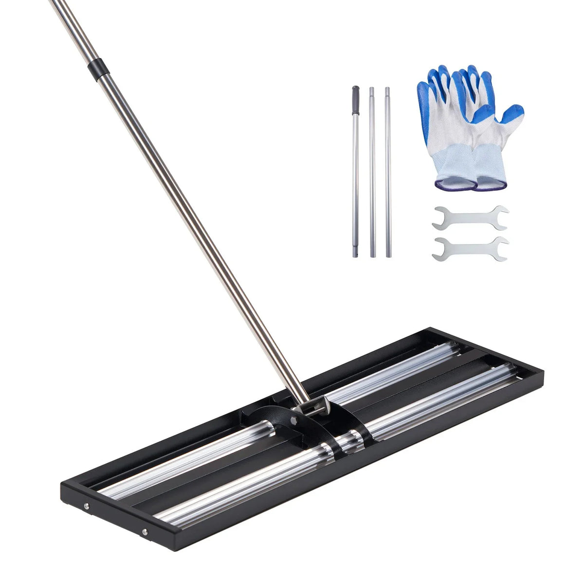 VEVOR Updated Lawn Leveling Rake with Roller, 48'' x 10" Stainless Steel Lawn Leveler with 83.9'' Adjustable Handle, Heavy Duty Yard Leveling Rake, Effort Saving Lawn Leveling Tool for Yard Golf Court - View 8