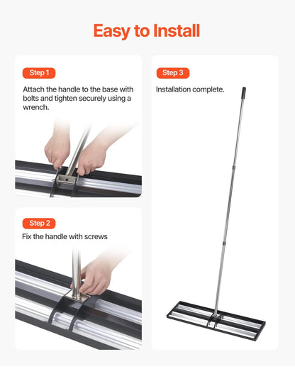VEVOR Updated Lawn Leveling Rake with Roller, 48'' x 10" Stainless Steel Lawn Leveler with 83.9'' Adjustable Handle, Heavy Duty Yard Leveling Rake, Effort Saving Lawn Leveling Tool for Yard Golf Court - View 4