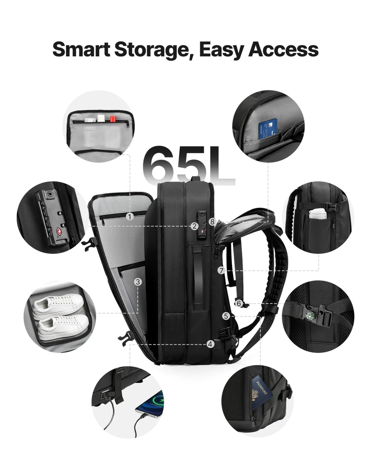 VEVOR Vacuum Travel Backpack 65L Expandable Vacuum Seal Compression Backpack - View 2