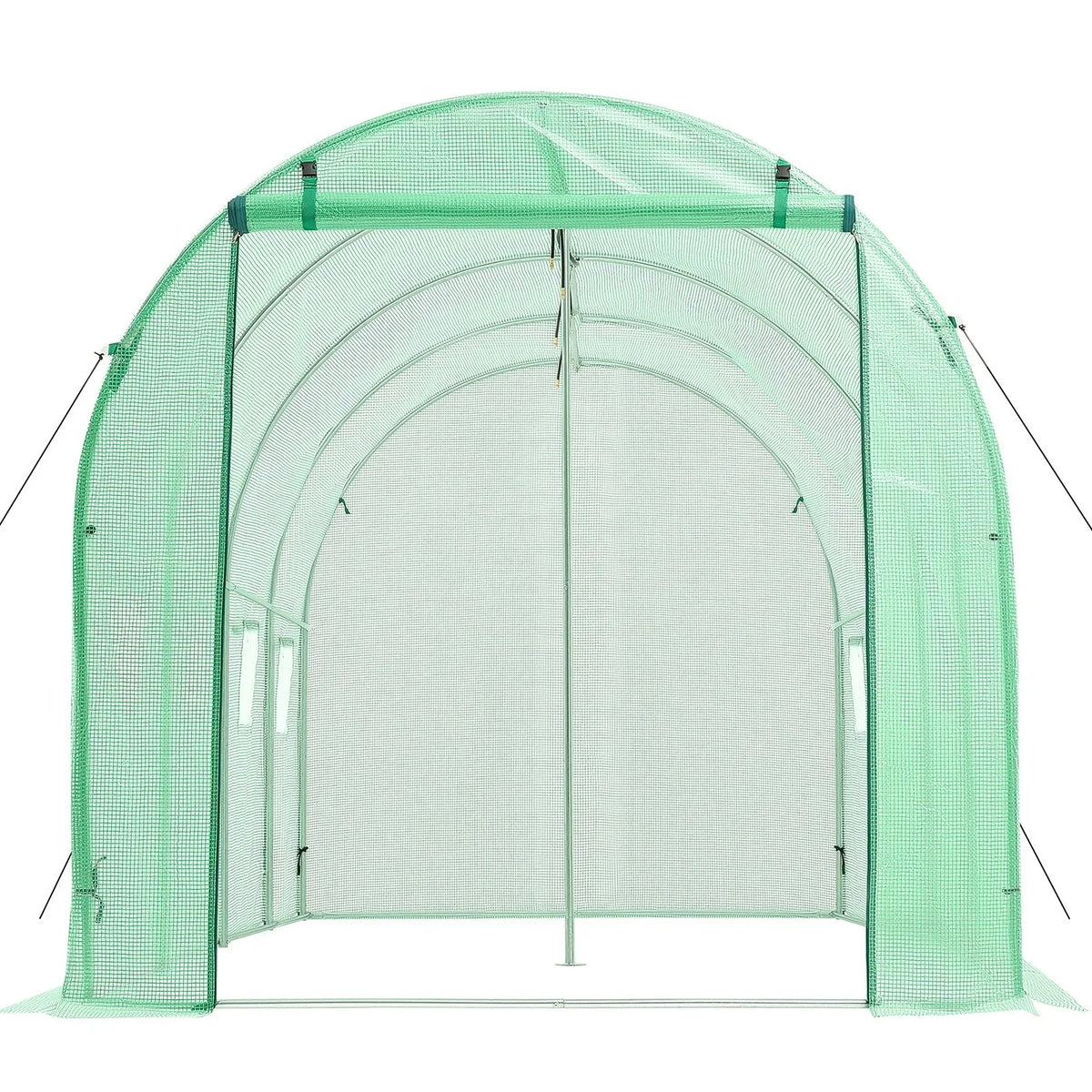 VEVOR Walk-in Tunnel Greenhouse, 15 x 7 x 7 ft Hoop House Greenhouse Tunnel with Watering System, Plant Hot House with Steel Frame, PE Cover, Roll-Up Zipper Door and 8 Windows for Outdoors, Green - View 10