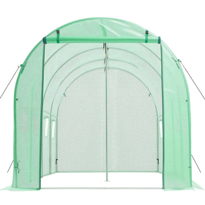 VEVOR Walk-in Tunnel Greenhouse, 15 x 7 x 7 ft Hoop House Greenhouse Tunnel with Watering System, Plant Hot House with Steel Frame, PE Cover, Roll-Up Zipper Door and 8 Windows for Outdoors, Green - View 10