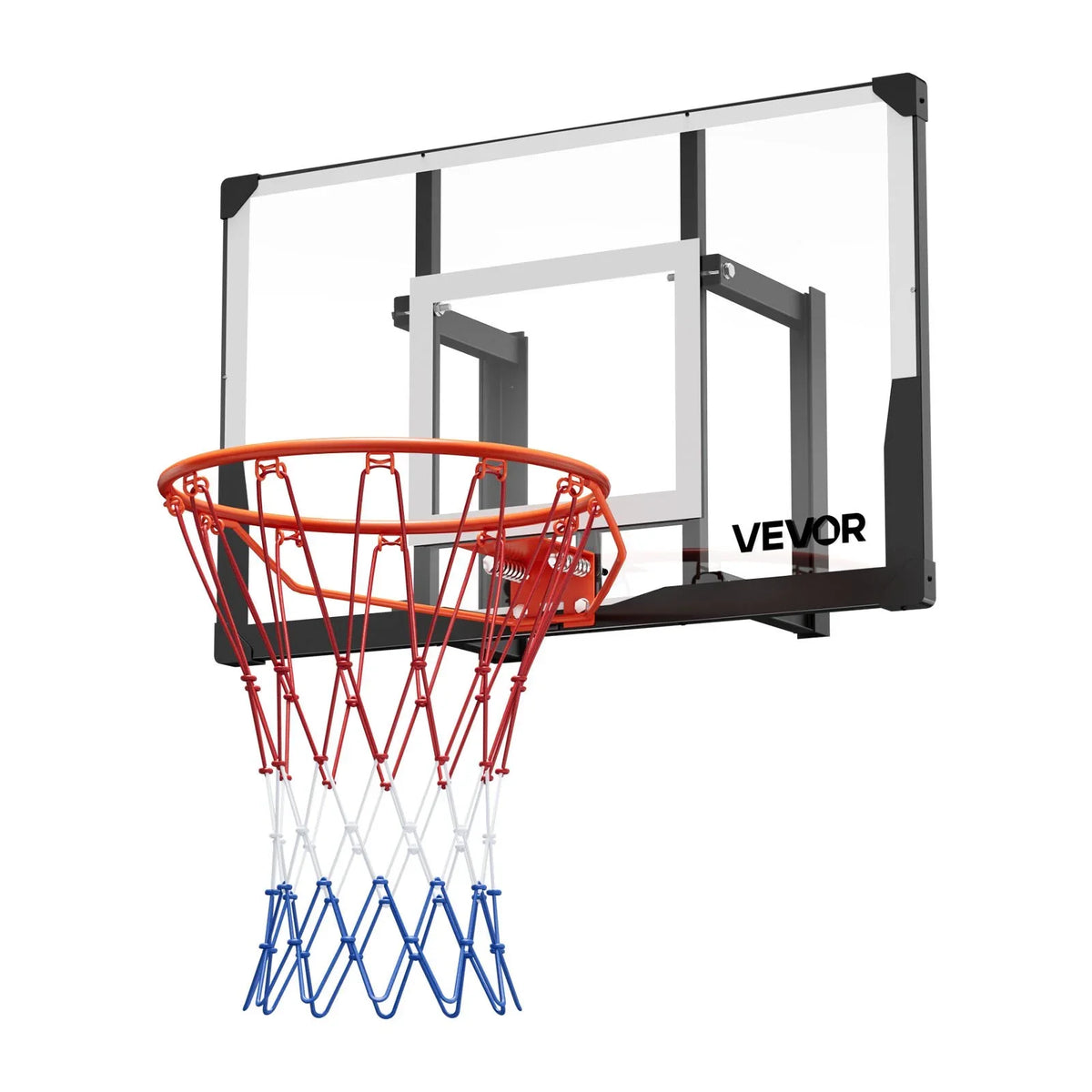 VEVOR Wall Mount Basketball Hoop, 44-inch PC Backboard Mounted Basketball Hoop Outdoor with Solid Steel, 0.08 inch Thickened Backboard, Thickened Woven Nylon Basketballs Net, Indoor & Outdoor Use - View 9