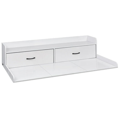 VEVOR Washer Dryer Countertop with Shelf, 54 x 27.5 in Wooden Washer and Dryer Topper with 2 Drawers & 2 Hooks, Laundry Machine Topper for Laundry Closet Pantry Counter Organization and Storage, White - View 9