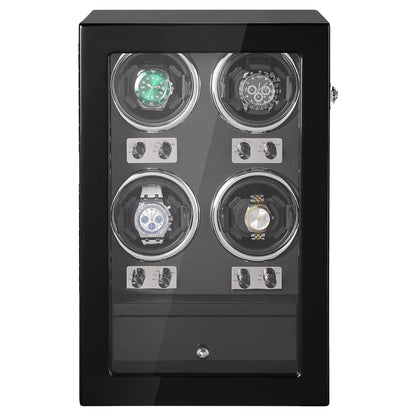 VEVOR Watch Winder, Watch Winder for 4 Men's and Women's Automatic Watches, with 4 Super Quiet Japanese Mabuchi Motors, Blue LED Light and Adapter, High-Density Board Shell and Black PU - View 9