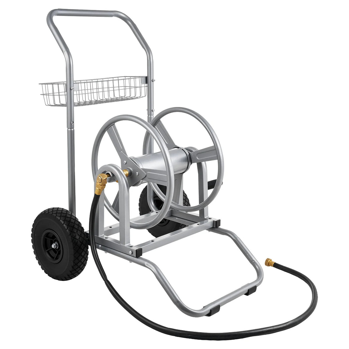 VEVOR Water Hose Reel Cart, 200/300ft High-Pressure Garden Hose Cart, Hoses Reel Carts with Two Wheels, Handle & Heavy-Duty Mesh Storage Basket, Dual-Purpose Portable Hoses Reels for Garden, Car, Pet - View 8