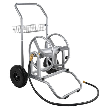 VEVOR Water Hose Reel Cart, 200/300ft High-Pressure Garden Hose Cart, Hoses Reel Carts with Two Wheels, Handle & Heavy-Duty Mesh Storage Basket, Dual-Purpose Portable Hoses Reels for Garden, Car, Pet - View 8