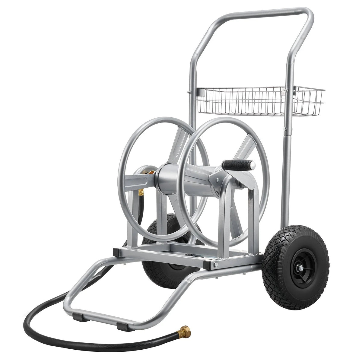 VEVOR Water Hose Reel Cart, 200/300ft High-Pressure Garden Hose Cart, Hoses Reel Carts with Two Wheels, Handle & Heavy-Duty Mesh Storage Basket, Dual-Purpose Portable Hoses Reels for Garden, Car, Pet - View 9