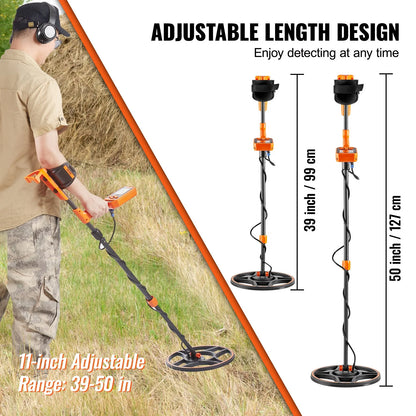 VEVOR Waterproof Metal Detector, 12" Coil, Professional Rechargeable Gold Detector, 39-50 in Adjustable with LCD 7 Modes Advanced DSP Chip Bluetooth Headset, IP68 for Detecting Gold Treasure Hunting - View 4