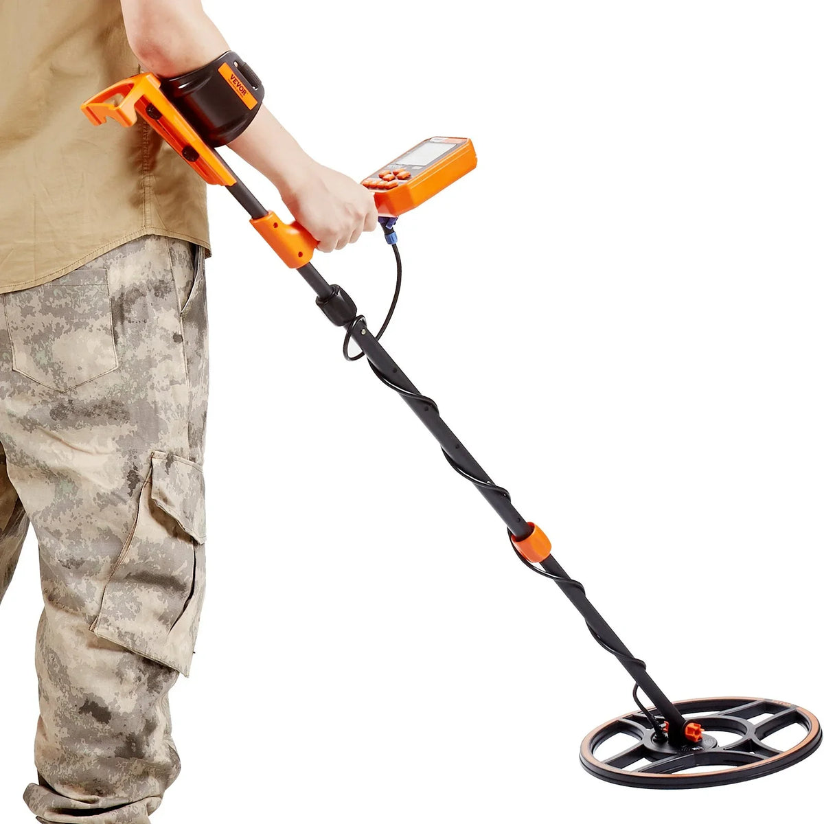 VEVOR Waterproof Metal Detector, 12" Coil, Professional Rechargeable Gold Detector, 39-50 in Adjustable with LCD 7 Modes Advanced DSP Chip Bluetooth Headset, IP68 for Detecting Gold Treasure Hunting - View 9