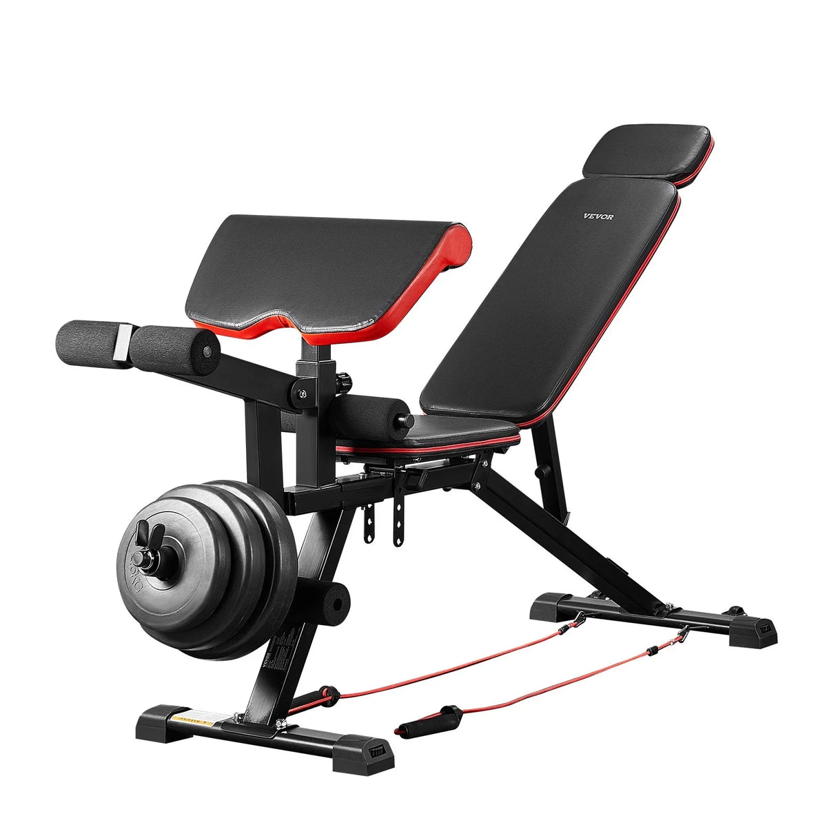 VEVOR Weight Bench, 800lbs Adjustable Weight Bench Press for Full Body Workout, Exercise Sit up Bench for Home Gym Strength Training, Flat Bench with with Leg Extension, Preacher Pad, Fast Adjustment - View 10
