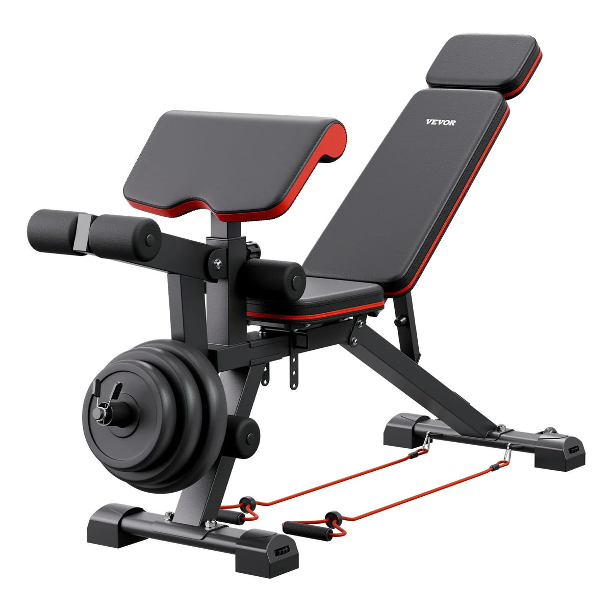 VEVOR Weight Bench, 800lbs Adjustable Weight Bench Press for Full Body Workout, Exercise Sit up Bench for Home Gym Strength Training, Flat Bench with with Leg Extension, Preacher Pad, Fast Adjustment - View 19