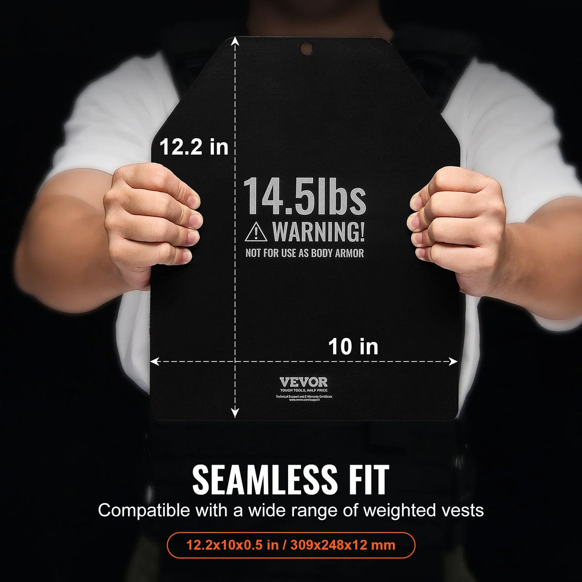VEVOR Weight Vest Plates, 14.5 LB Pairs, Premium Steel Weighted plates, Contoured Ergonomic Fit – WODs, Additional Weight for Weight Vests, for Strength Training, Running, Fitness, Heavy Workouts - View 2
