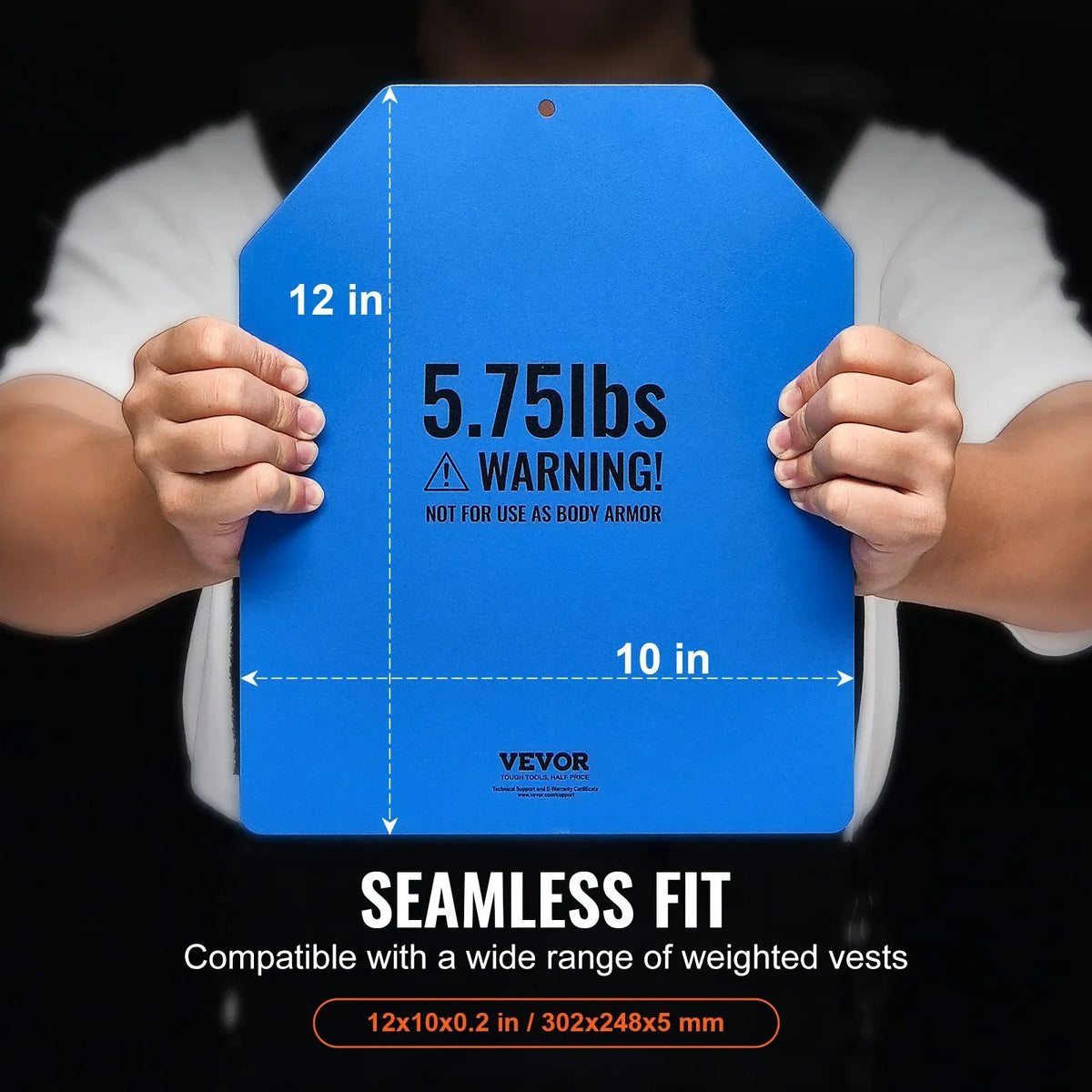VEVOR Weight Vest Plates, 5.75 LB Pairs, Premium Steel Weighted plates, Contoured Ergonomic Fit – WODs, Additional Weight for Weight Vests, for Strength Training, Running, Fitness, Heavy Workouts - View 2