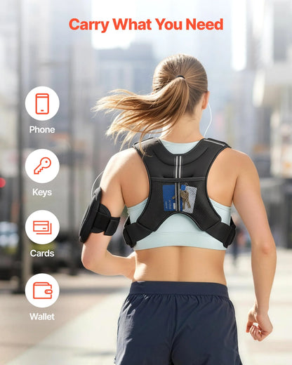 VEVOR Weighted Vest, 8 lbs Body Weight Vest for Men Women, with Reflective Stripe, Adjustable Buckle, Workout Equipment for Strength Training, Running, Jogging, Fitness, Muscle Building, Weight Loss - View 5