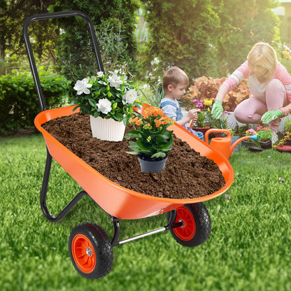 VEVOR Wheelbarrow Cart, 5 Cu. Ft. Load & 397 lbs Capacity, 2 Wheels Garden Dump Cart, Garden Wagon with Handle &  10"  Wide Track Wheels, Easy Loading Utility Yard Cart & Wagons for Outdoor Lawn Yard - View 7