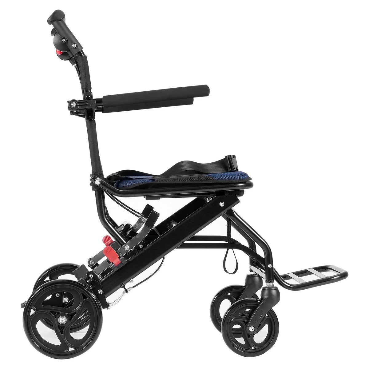 VEVOR Wheelchair, Aluminum Alloy Ultra-Lightweight Transport Chair for Adults, Foldable Cabin Wheelchair with Flip-Back Desk-Length Arms, Self-locking Brake, 15.75-Inch Wide Seat, 220lbs Load - View 10