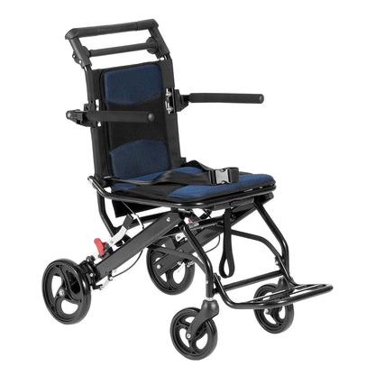 VEVOR Wheelchair, Aluminum Alloy Ultra-Lightweight Transport Chair for Adults, Foldable Cabin Wheelchair with Flip-Back Desk-Length Arms, Self-locking Brake, 15.75-Inch Wide Seat, 220lbs Load - View 8