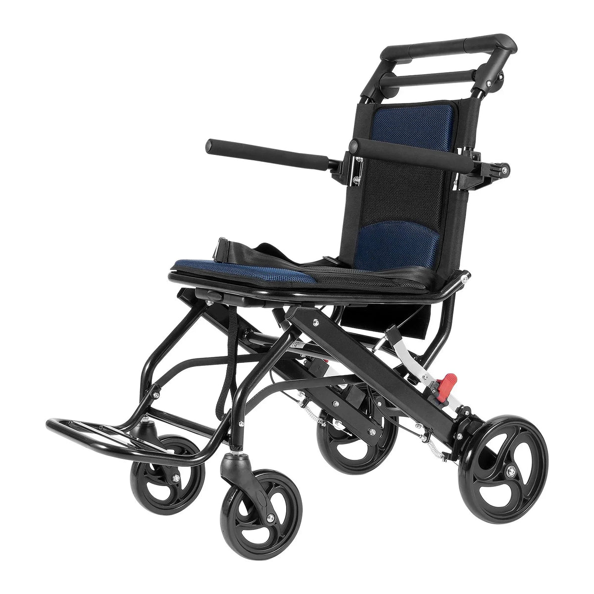 VEVOR Wheelchair, Aluminum Alloy Ultra-Lightweight Transport Chair for Adults, Foldable Cabin Wheelchair with Flip-Back Desk-Length Arms, Self-locking Brake, 15.75-Inch Wide Seat, 220lbs Load - View 9