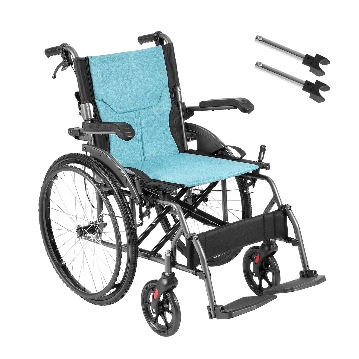 VEVOR Wheelchair, Durable Aluminum Alloy Ultra-Lightweight Wheelchairs, Portable Wheelchair with Flip-Back Desk-Length Arms, 3-Position Adjustable Footrests, 18-Inch Wide Seat, 250lbs Weight Capacity