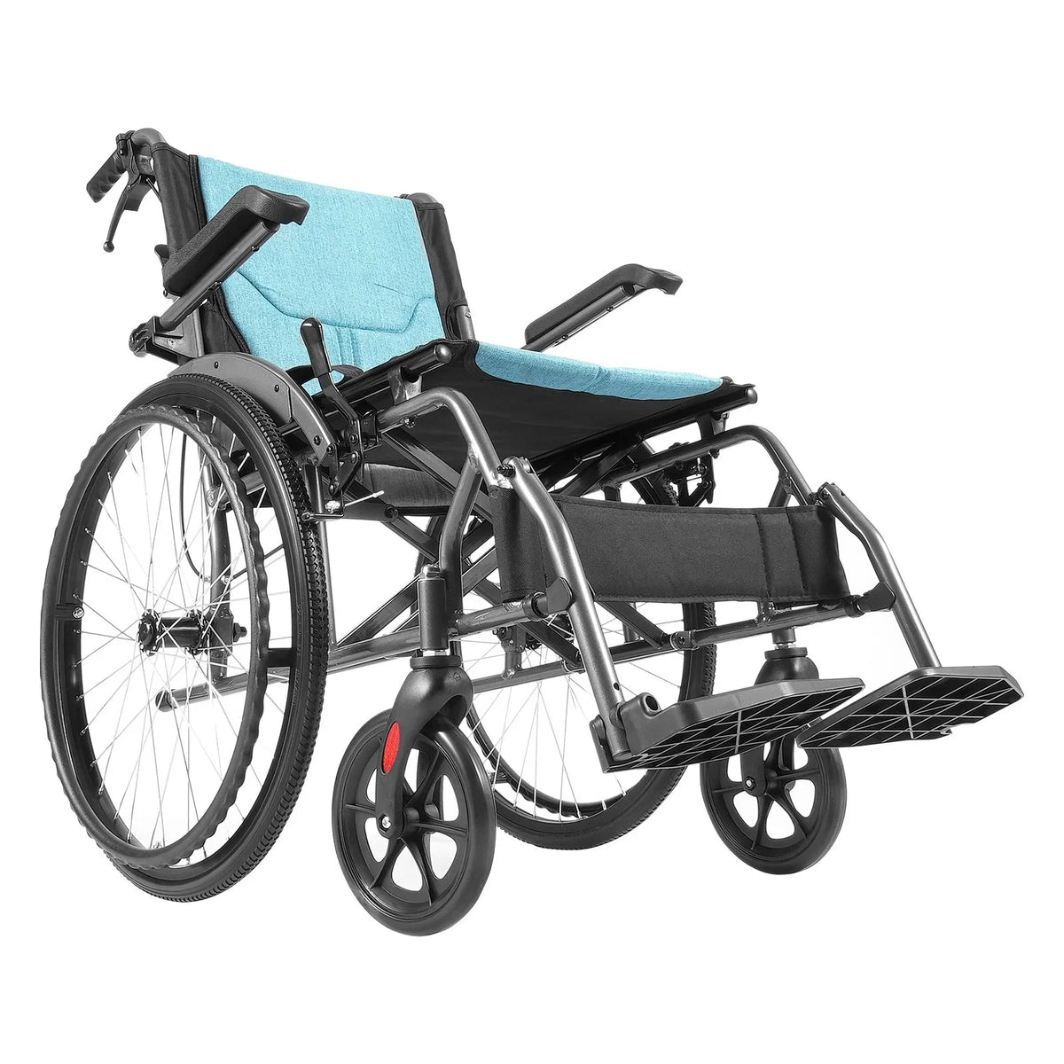 VEVOR Wheelchair, Durable Aluminum Alloy Ultra-Lightweight Wheelchairs, Portable Wheelchair with Flip-Back Desk-Length Arms, 3-Position Adjustable Footrests, 18-Inch Wide Seat, 250lbs Weight Capacity - View 9