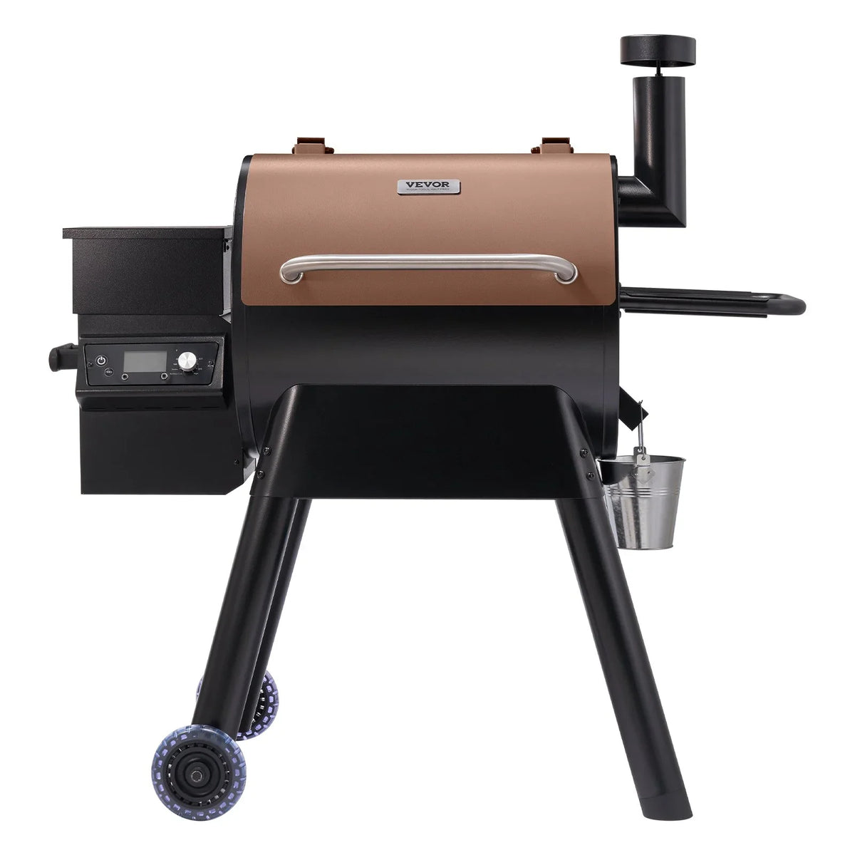 VEVOR Wood Pellet Grill Smoker, 8 in 1 BBQ Grills for Outdoor Cooking, 575 Square Inches Cook Area Electric Grill and Smoker, with LCD Screen Controller, Meat Probe, 500°F Max Temperature, Black - View 9