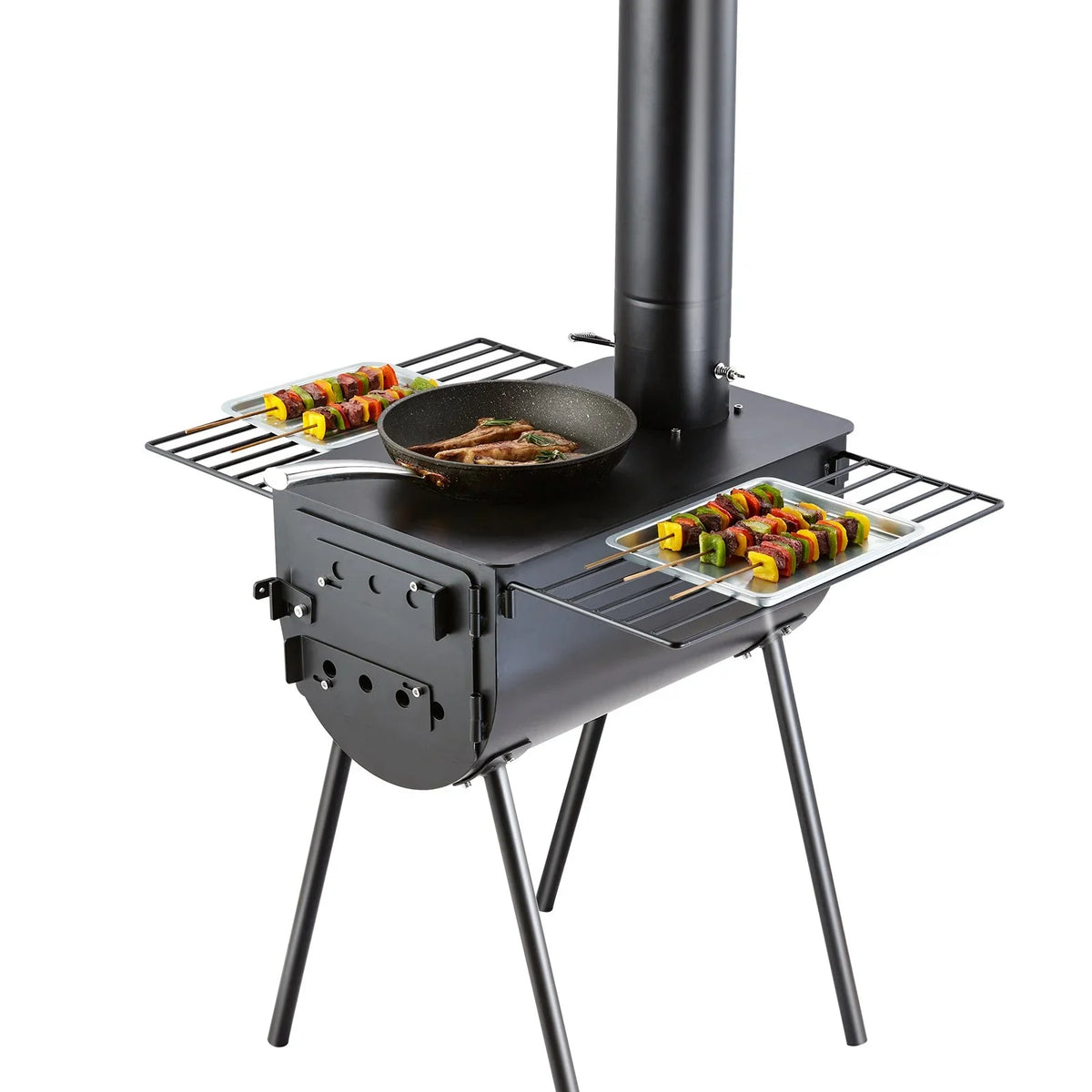 VEVOR Wood Stove, 118 inch, Alloy Steel Camping Tent Stove, Portable Wood Burning Stove with Chimney Pipes & Gloves, 3000in³Firebox Hot Tent Stove for Outdoor Cooking and Heating with 8 Pipes - View 10