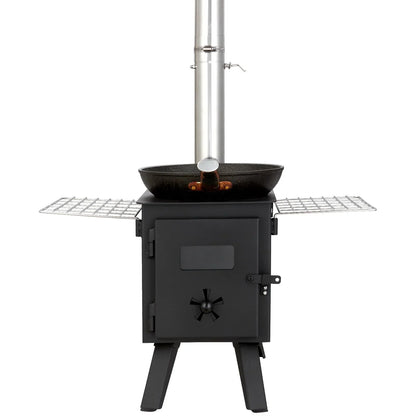 VEVOR Wood Stove, 86 inch, Alloy Steel Camping Tent Stove, Portable Wood Burning Stove with Chimney Pipes & Gloves, 1400in³Firebox Hot Tent Stove for Outdoor Cooking and Heating with 8 Pipes - View 10