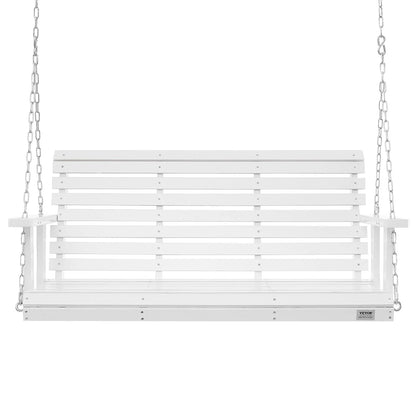 VEVOR Wooden Porch Swing 4.5 ft, Patio bench swing for Courtyard & Garden, Upgraded 880 lbs Strong Load Capacity, Heavy Duty Swing Chair Bench with Hanging Chains for Outdoors, White - View 10
