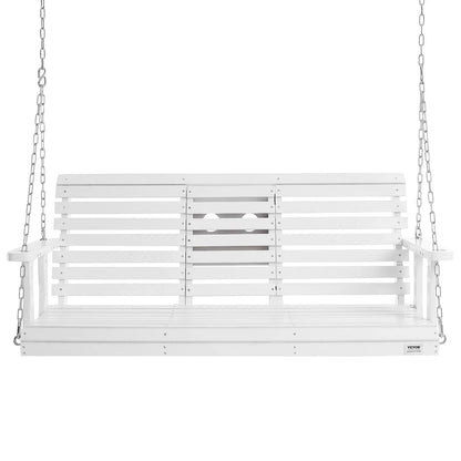VEVOR Wooden Porch Swing 5 ft, Patio bench swing for Courtyard & Garden, Upgraded 880 lbs Strong Load Capacity, Heavy Duty Swing Chair Bench with Hanging Chains for Outdoors, White - View 10