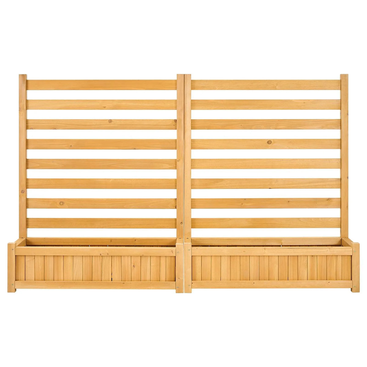 VEVOR Wooden Privacy Fence, 36 x 45 inch Air Conditioner Fence, 2 Slatted Panel Solid Outdoor Wood Privacy Screen with 2 Planters, Metal Stakes, Trash Can Hider Fences Suitable for Garden, Pool - View 8