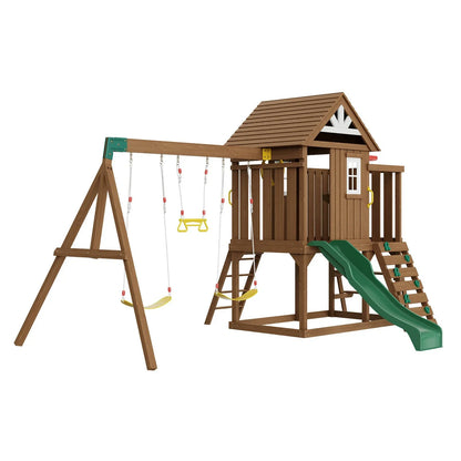 VEVOR Wooden Swing Set 9 IN 1 Outdoor Playground Sets 6 FT Slide Upper Fort - View 10