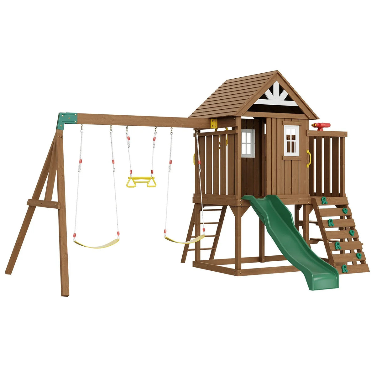 VEVOR Wooden Swing Set 9 IN 1 Outdoor Playground Sets 6 FT Slide Upper Fort - View 8