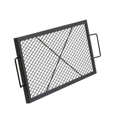 VEVOR X-Marks Fire Pit Grill Grate, Rectangle Cooking Grate, Heavy Duty Steel Campfire BBQ Grill Grid with Handle & Support X Wire, Portable Camping Cookware for Outside Party Gathering, 32 Inch Black - View 10