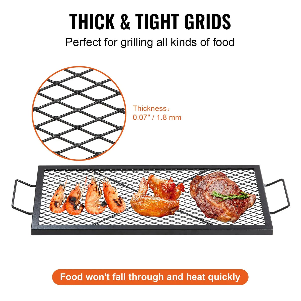 VEVOR X-Marks Fire Pit Grill Grate, Rectangle Cooking Grate, Heavy Duty Steel Campfire BBQ Grill Grid with Handle & Support X Wire, Portable Camping Cookware for Outside Party Gathering, 32 Inch Black - View 4