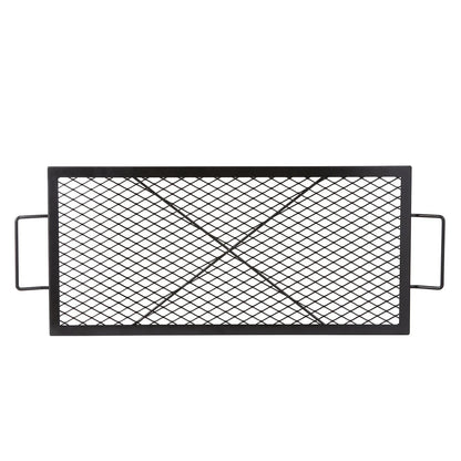 VEVOR X-Marks Fire Pit Grill Grate, Rectangle Cooking Grate, Heavy Duty Steel Campfire BBQ Grill Grid with Handle & Support X Wire, Portable Camping Cookware for Outside Party Gathering, 32 Inch Black - View 8