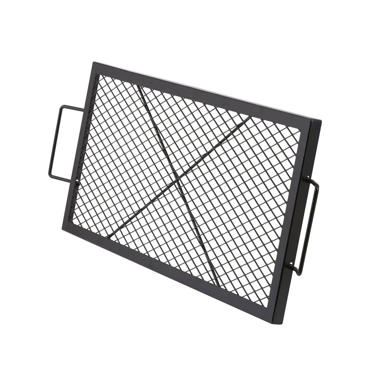 VEVOR X-Marks Fire Pit Grill Grate, Rectangle Cooking Grate, Heavy Duty Steel Campfire BBQ Grill Grid with Handle & Support X Wire, Portable Camping Cookware for Outside Party Gathering, 32 Inch Black - View 9