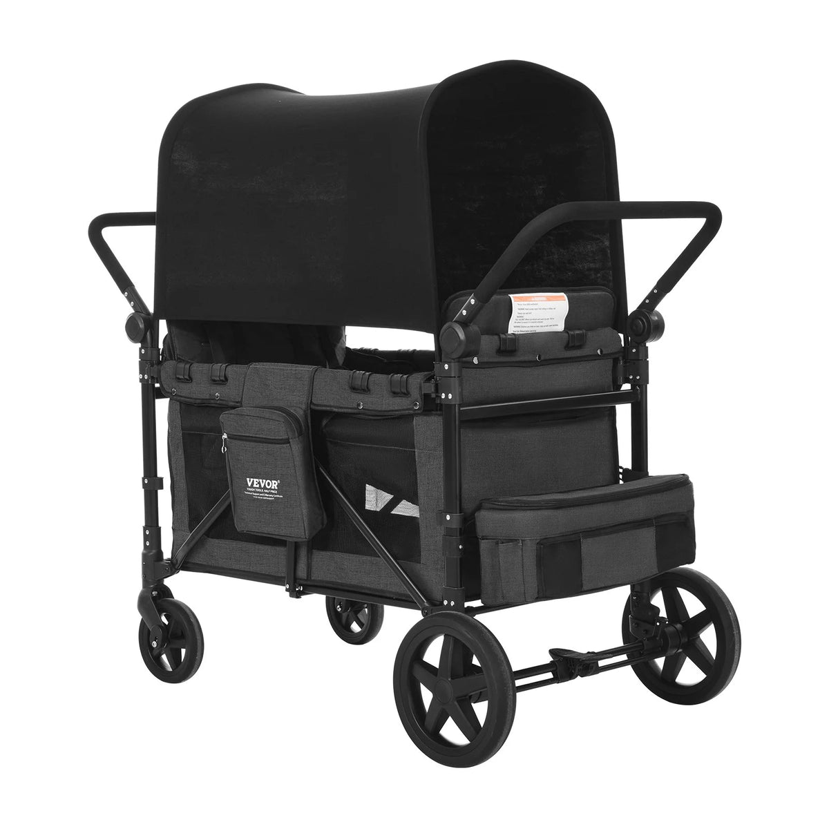 Wagon Stroller for 4 Kids Push Pull Quad Collapsible Stroller for Camping 330LBS - View 9
