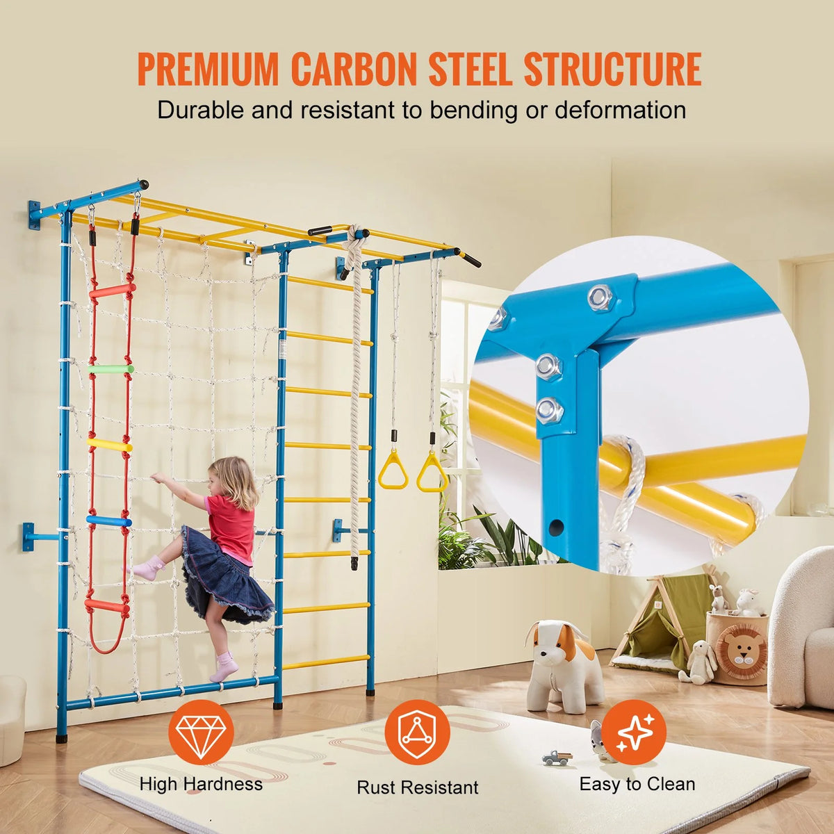 Wall Gym for Kids 7 in 1 Steel Indoor Kids Gym for Exercise Climbing Toys - View 4