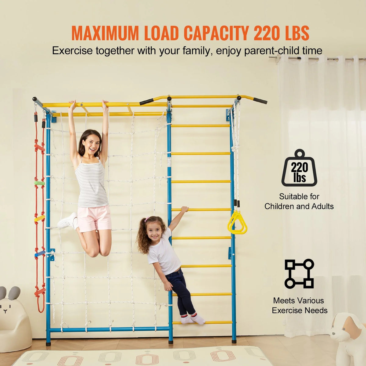 Wall Gym for Kids 7 in 1 Steel Indoor Kids Gym for Exercise Climbing Toys - View 5