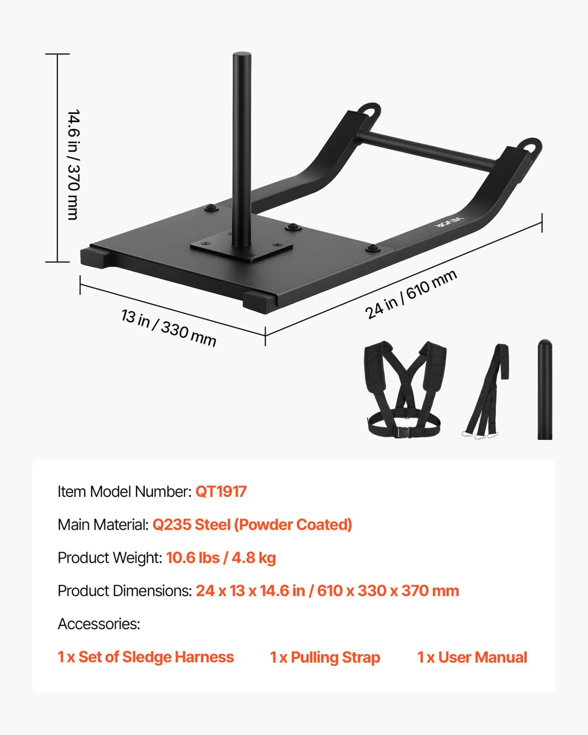 Weight Power Pull Push Sled Workout Fitness Strength Speed Training Sled Black - View 7